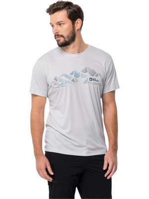 Jack Wolfskin Bisiklet Yaka Koyu Beyaz Erkek T-Shirt 1807183_5095 Peak Graphic T M