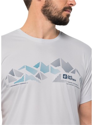 Jack Wolfskin Bisiklet Yaka Koyu Beyaz Erkek T-Shirt 1807183_5095 Peak Graphic T M