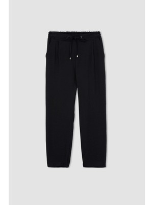 DeFacto Jogger Cepli Düz Paça Yüksek Bel Keten Görünümlü Pantolon R0433AZ23SP