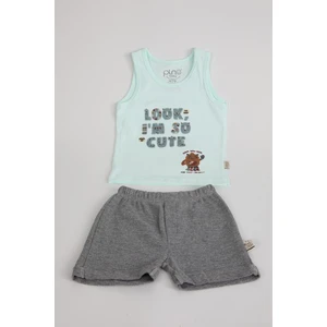 Pino Baby Look Baskı Şortlu Takım Gri 3495