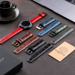 Samsung Galaxy Watch 4 / 5 / 6 44MM / 40MM / Galaxy Watch 5 Pro 45MM / Galaxy Watch 4 44MM / 40MM / Galaxy Watch 4 Classic 46MM / 42MM 47MM Active 2 40MM / 44MM Uyumlu Croco Deri Kordon Siyah