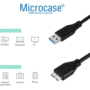 USB 3.0 Harici HDD Hard Disk Kablosu 150 cm Siyah - AL2614