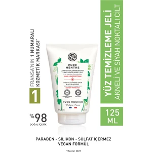 Yves Rocher Akneye Eğilimli Ciltler için Pure Menthe Peeling Etkili Prebiyotik Yüz Yıkama Jeli-125 ml