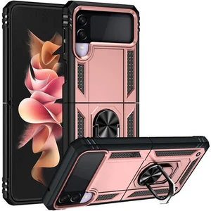 Galaxy Z Flip 3 Kılıf Vega Tank Sert Yüzüklü Standlı Zırh Koruma Kapak