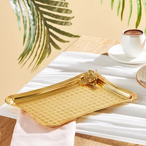 Leafy Dikdörtgen Tepsi Gold 23 cm