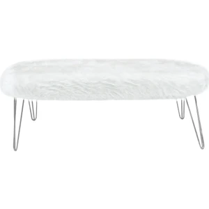 Şila Bench Beyaz Peluş - Silver Ayaklı 90 Cm