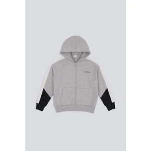 (Kids Boy) Blok Renkli Fermuarlı Kapüşonlu Sweatshirt