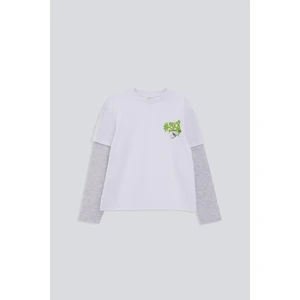 (Kids Boy) Çift Kollu Bisiklet Yaka Uzun Kol Organik T-Shirt