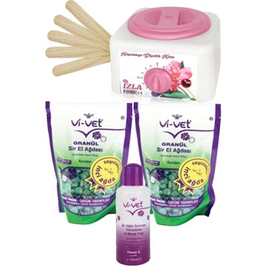 Vivet Maqya Ağda Set-Izla Ağda Kazanı+Bir Adet Yeşil Boncuk Ağda+Spatula+Ağda Sonrası ve Masaj Yağı
