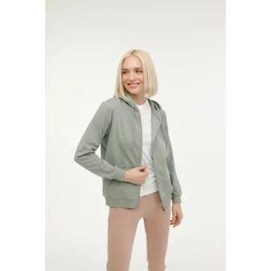 W-SN77 Basıc Full Zıp Hoo Haki Kadın Eşofman Üstü