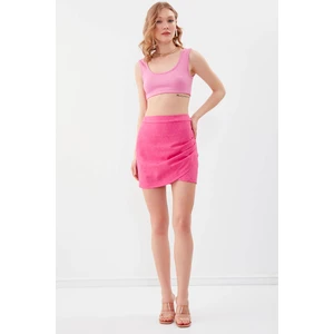 Yanı Büzgülü Mini Etek