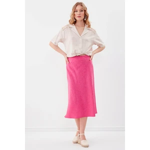 Yandan Fermuarlı Midi Boy Etek