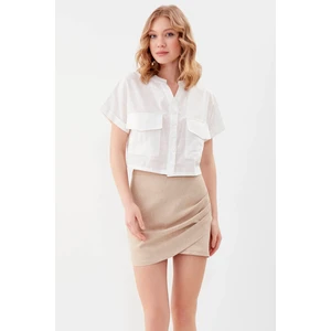 Yanı Büzgülü Mini Etek