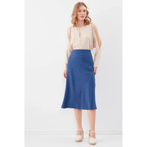 Yandan Fermuarlı Midi Boy Etek