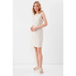 Sıfır Kol Viskon Keten Elbise