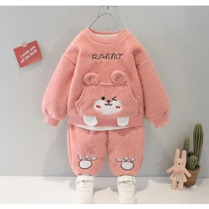 Kışlık Tatlı Peluş Alt Üst 2'li Takım Pembe