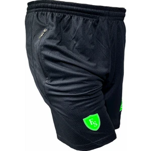 Fs Erkek Siyah Neon Yeşil Baskılı Astarsız Cepli Koşu Günlük Spor Antrenman  Yürüyüş Fitness Şortu