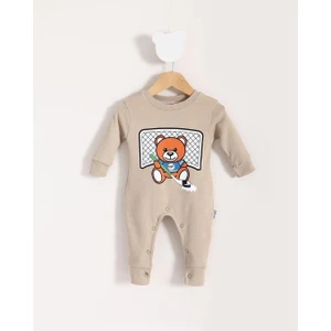 Toy Ayı Temalı Bebek Tulum Bej