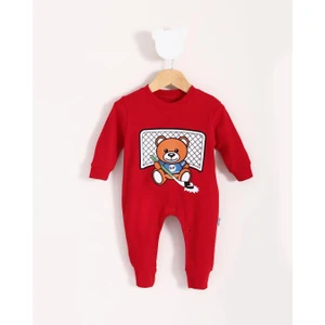 Toy Ayı Temalı Bebek Tulum Kırmızı