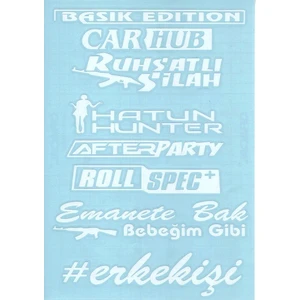 Arka Cam Yazısı - 5'li Sticker - Arka Cam Yazısı - 5'li Sticker Beyaz