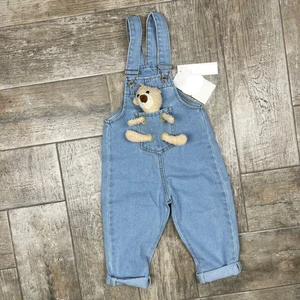 Yaren Kids Ayıcıklı Kot Slopet Kız ve Erkek Tavşanlı Tulum Mavi Renk