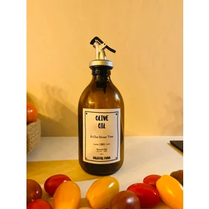 Saccura Dekor 2'li Amber Cam 300 ml Yağdanlık, Zeytinyağı ve Ayçiçek Yağı Cam Yağdanlık