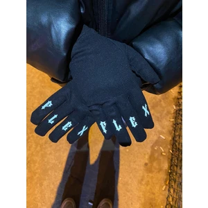 Siyah Eldiven Termal Kumaş Reflektörlü Motor Kış Scooter Bisiklet Drill