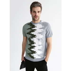 O Yaka Basic Baskılı Yeşil Erkek Kazak HEVAL