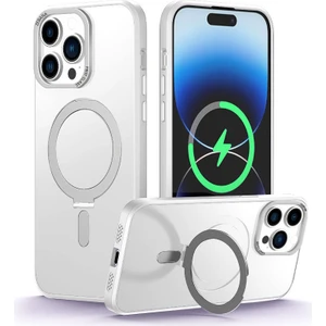 Apple iPhone 14 Pro Kılıf Zebana First Class Standlı Silikon Kılıf (Kablosuz Şarj Destekli) Şeffaf