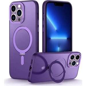 Apple iPhone 13 Pro Kılıf Zebana First Class Standlı Silikon Kılıf (Kablosuz Şarj Destekli) Derin Mor