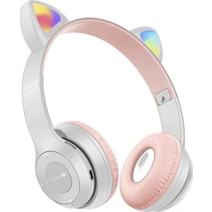 Ahanda Buldum Kablosuz Bluetooth Kulaküstü Kedili P47M Kulaklık Rgb Işıklı Kedi Desenli Kulaklık Beyaz P47M