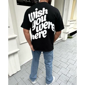 Amor Man Büyük Beden Özel Tasarım Wısh You Were Here Baskılı %100 Pamuk Oversize Erkek T-Shırt