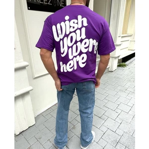 Amor Man Büyük Beden Özel Tasarım Wısh You Were Here Baskılı % 100 Pamuk Oversize Erkek T-Shırt