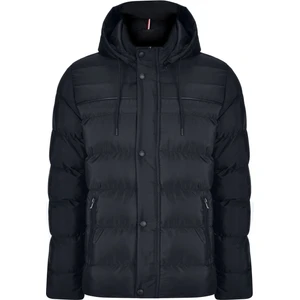 Erkek Kapüşonlu Siyah Su ve Rüzgar Geçirmez Regular Şişme Kaban&mont