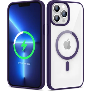 Apple iPhone 13 Pro Max Kılıf Silikon Kenarlı Renkli Magsafeli Sert Ege Kapak