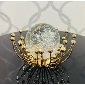 Dekoratif Metal Damlalı Cam Küre Gold Obje