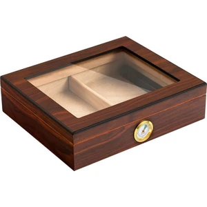Kahverengi Camlı Humidor Puro Kutusu RC06KHV