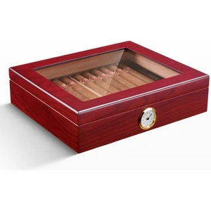 Kırmızı Camlı Humidor Puro Kutusu RC06KR