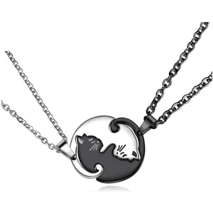 Herşey Nota Ying Yang Kediler Cats Çiftli Sevgili Arkadaş Kolyesi Sevgili Kolyesi