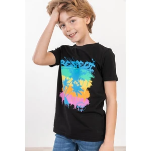 BRZ Collection Palmiye Baskılı Unisex Çocuk Kısa Kollu T-Shirt