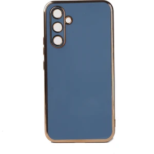 Case 4U Samsung Galaxy A14 Uyumlu Kılıf Kamera Korumalı Parlak Gold Kenarlı Yumuşak Silikon Kapak Bark Mavi