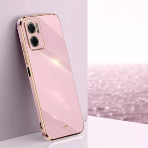 Case 4U Xiaomi Redmi Note 11E Kılıf Kamera Korumalı Parlak Gold Kenarlı Yumuşak Silikon Kapak Bark Lila