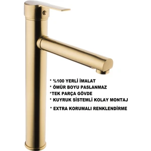 Class Armatür Çanak Mat Altın Lavabo Bataryası