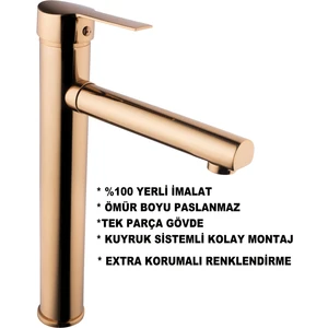 Class Armatür Çanak Rose Bakır Lavabo Bataryası