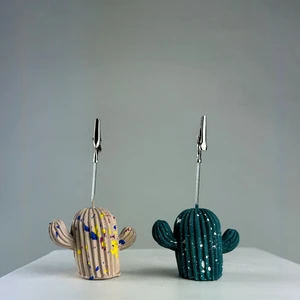 Oasis Decoration Krem Koyu Yeşil Kaktüs Splash 2'li Not Tutucu Set