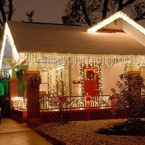 Dekor Ramazan Işıkları LED Warm Light 4 Metre Gün Işığı Saçak Perde LED Işık 16 Dallı Saçak LED Işık