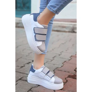 Scarpe Butik Inter Kalın Tabanlı Çift Cırtlı Bayan Spor Ayakkabı Sneakres