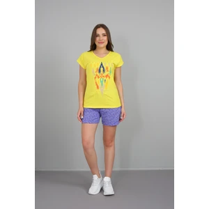 Banada Moda Kadın V Yaka Baskılı T-Shirt