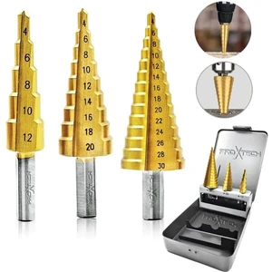 Kademeli Hss Sarmal Matkap Ucu Seti Kademli Sac Delme Çantalı 3 Pcs Set 4-12 / 4-20 / 4-32