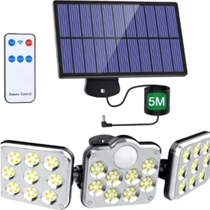 JD-2858 138 LEDLİ SOLAR Güneş Enerjili 3 Mod Sensörlü Solar Lamba 5 Metre Kablolu
